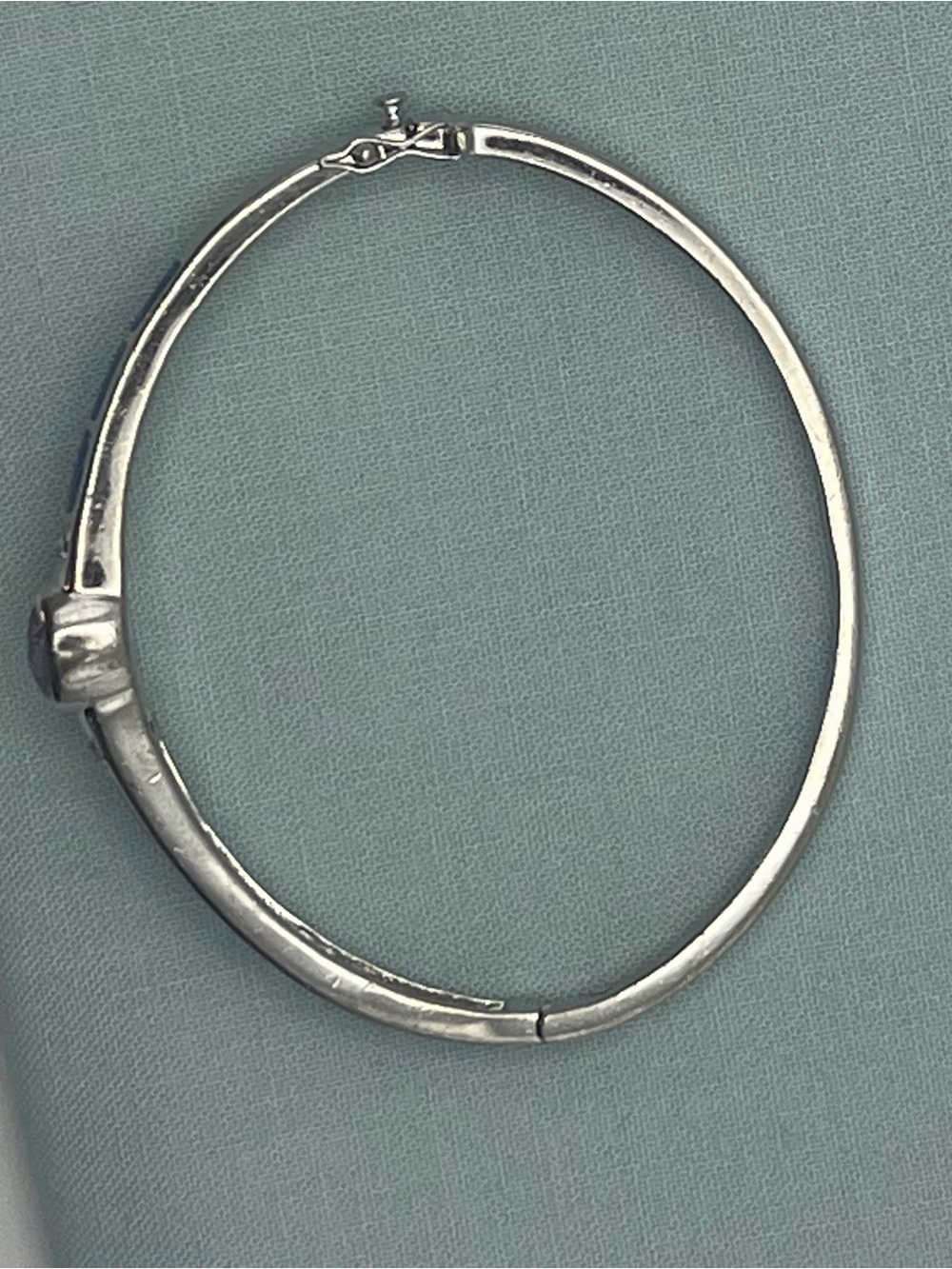 925 Silver Opal and Amethyst Bangle Bracelet - Picture 3 of 5